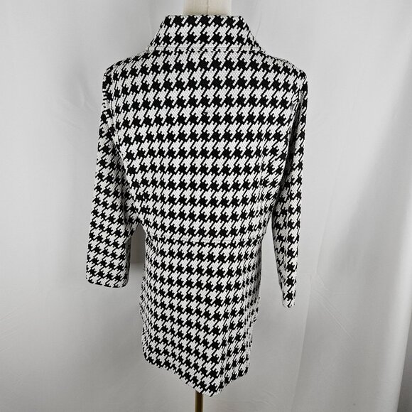Ali Miles Black & White Houndstooth Button-Up Coat Blazer Sz Small Preppy Flowy - Picture 6 of 12